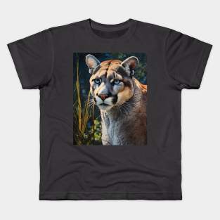 Oil Paint Hyperrealism: Majestic Zoo Cougar Kids T-Shirt